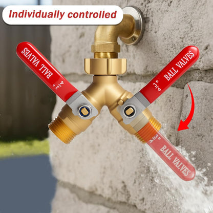 Garden Water Hose Splitter 2 Way Heavy Duty Brass Spigot Bib Dual Y Splitter Diverter Faucet