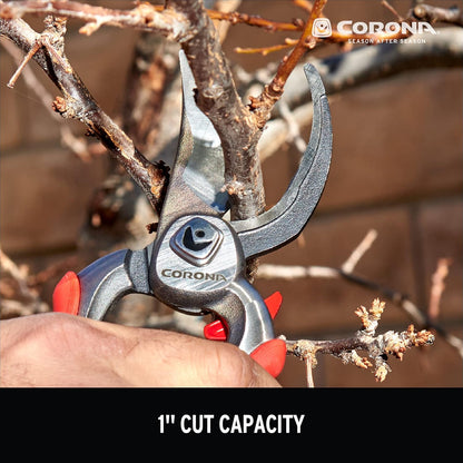 DualCUT Forged Steel Bypass Hand Pruner – 1″ Cutting Capacity Garden Pruning Shears for Branch & Stem Cutting