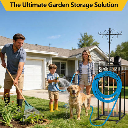 3-in-1 Garden Hose Holder with Tool Organizer
