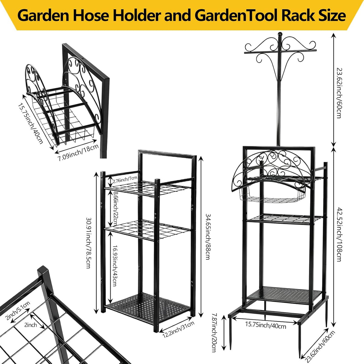 3-in-1 Garden Hose Holder with Tool Organizer