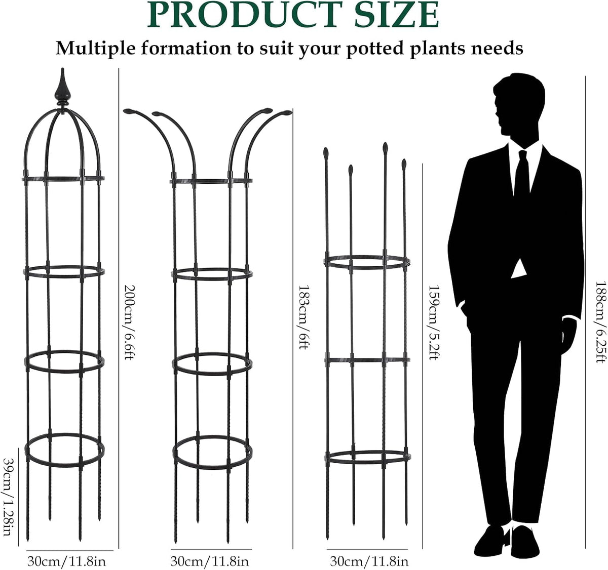 2Pack 6.6ft Obelisk Trellis for Climbing Plants Outdoor Indoor