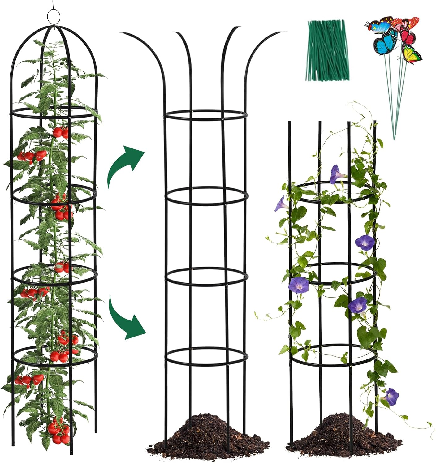 2Pack 6.6ft Obelisk Trellis for Climbing Plants Outdoor Indoor