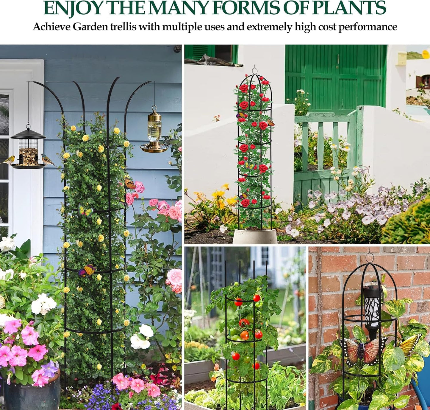 2Pack 6.6ft Obelisk Trellis for Climbing Plants Outdoor Indoor