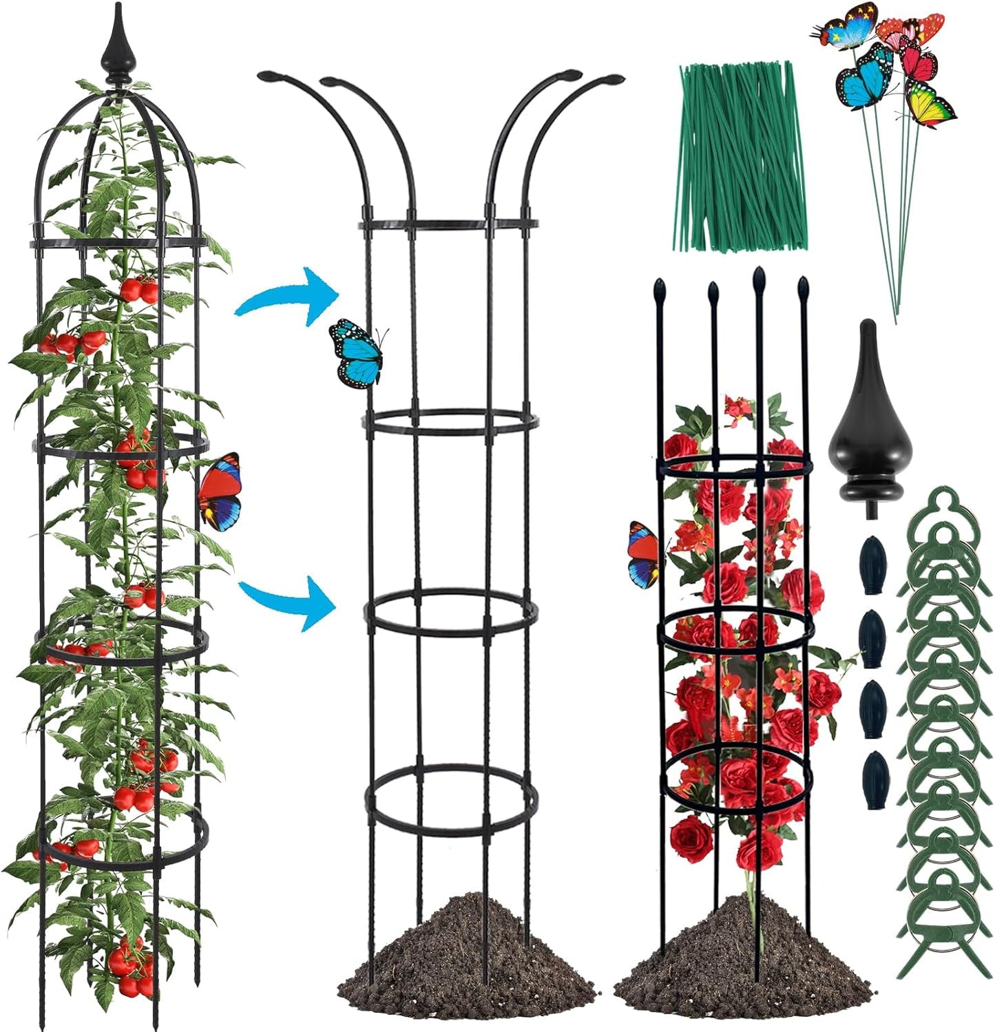2Pack 6.6ft Obelisk Trellis for Climbing Plants Outdoor Indoor