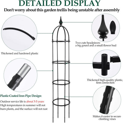 2Pack 6.6ft Obelisk Trellis for Climbing Plants Outdoor Indoor