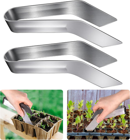2 Pcs Seedling Transplant Tongs- 6.7 Inch Stainless Steel Gardening Plants Transplant Tongs- Seedling Remove Transplant Pliers for Reducing Root Damage