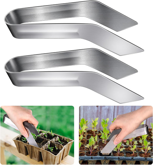 2 Pcs Seedling Transplant Tongs- 6.7 Inch Stainless Steel Gardening Plants Transplant Tongs- Seedling Remove Transplant Pliers for Reducing Root Damage