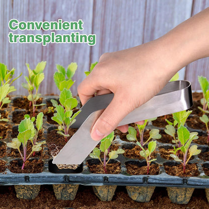 2 Pcs Seedling Transplant Tongs- 6.7 Inch Stainless Steel Gardening Plants Transplant Tongs- Seedling Remove Transplant Pliers for Reducing Root Damage