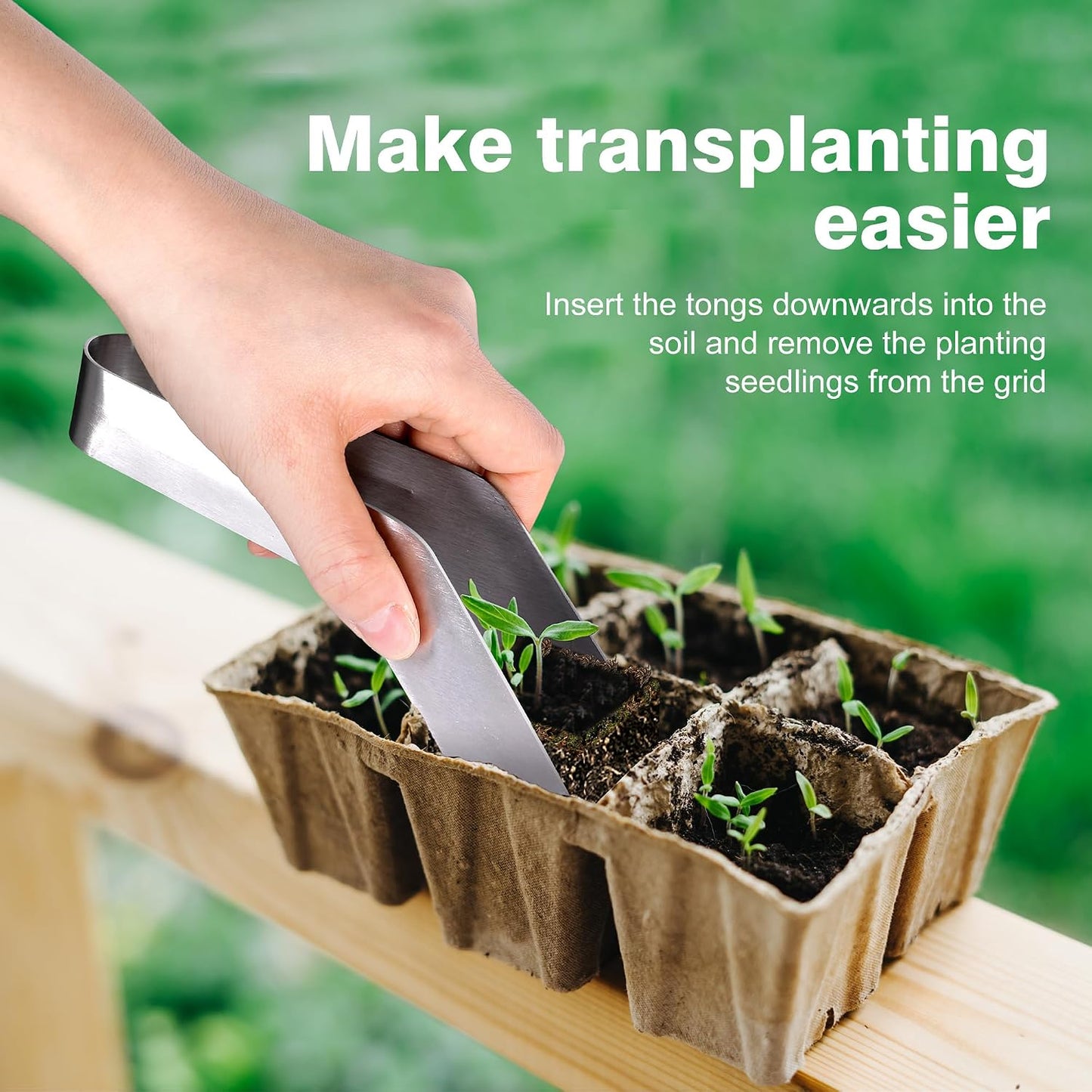 2 Pcs Seedling Transplant Tongs- 6.7 Inch Stainless Steel Gardening Plants Transplant Tongs- Seedling Remove Transplant Pliers for Reducing Root Damage