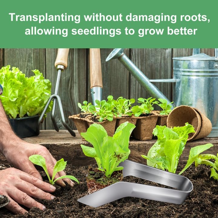 2 Pcs Seedling Transplant Tongs- 6.7 Inch Stainless Steel Gardening Plants Transplant Tongs- Seedling Remove Transplant Pliers for Reducing Root Damage