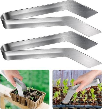 2 Pcs Seedling Transplant Tongs- 6.7 Inch Stainless Steel Gardening Plants Transplant Tongs- Seedling Remove Transplant Pliers for Reducing Root Damage