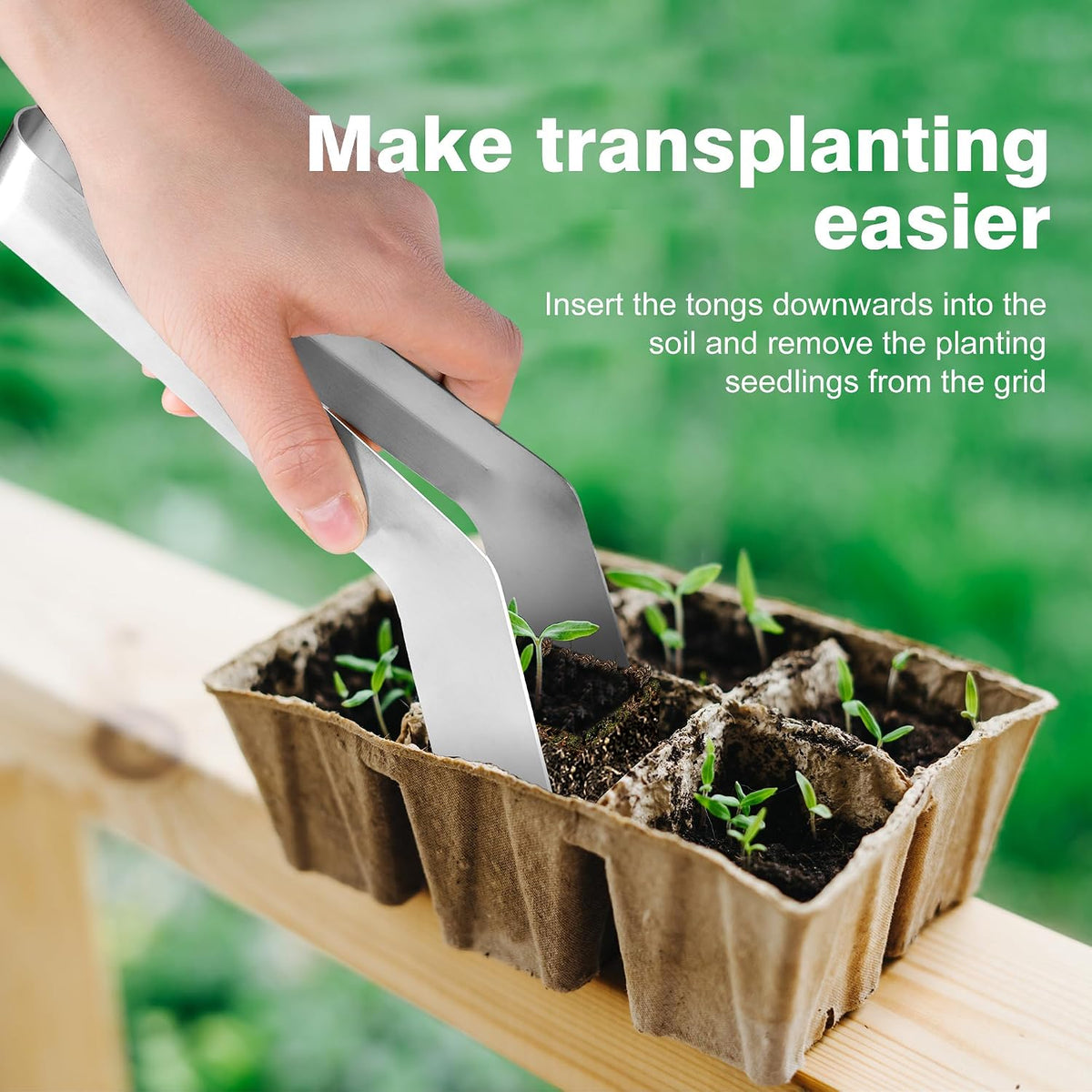 2 Pcs Seedling Transplant Tongs- 6.7 Inch Stainless Steel Gardening Plants Transplant Tongs- Seedling Remove Transplant Pliers for Reducing Root Damage