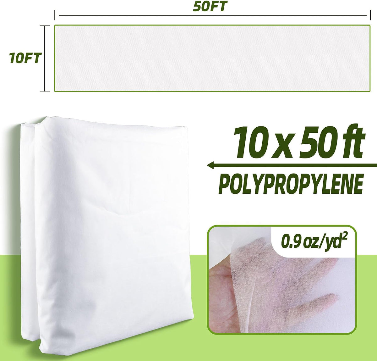 10x50ft Plant Covers Freeze Protection- Frost Cloth Blanket Floating Row Cover for Winter 0.9 oz/yd
