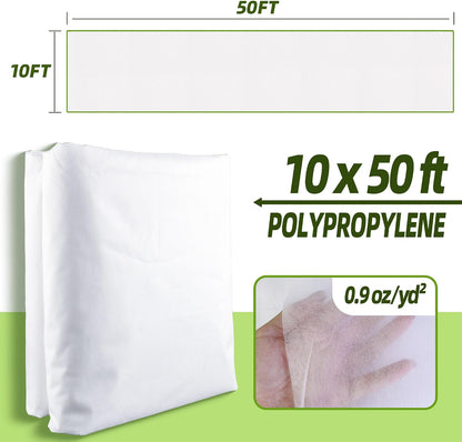 10x50ft Plant Covers Freeze Protection- Frost Cloth Blanket Floating Row Cover for Winter 0.9 oz/yd