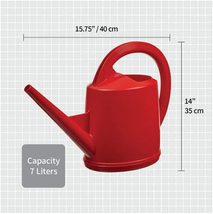 Durable Swiss Watering Can with UV Protection, Ergonomic Handle for Indoor/Outdoor Gardening, Made in Switzerland (7 Liter, Red)