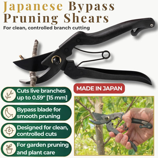 Japanese Pruning Shears, Bypass Garden Pruner 7.9", Made in Japan
