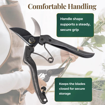 Japanese Pruning Shears, Bypass Garden Pruner 7.9", Made in Japan