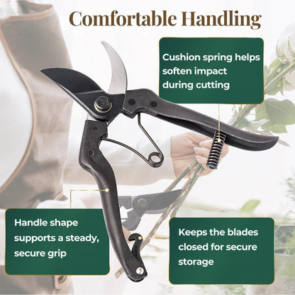 Japanese Pruning Shears, Bypass Garden Pruner 7.9", Made in Japan
