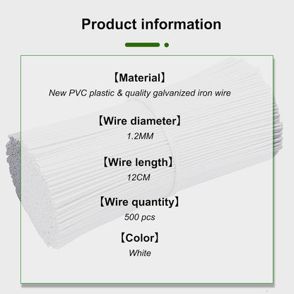 500pcs Plastic Twist Ties for Bags,4.7 Inch Cable Bread Ties Reusable Plant Wire Twist Tiesfor Household and Office Use