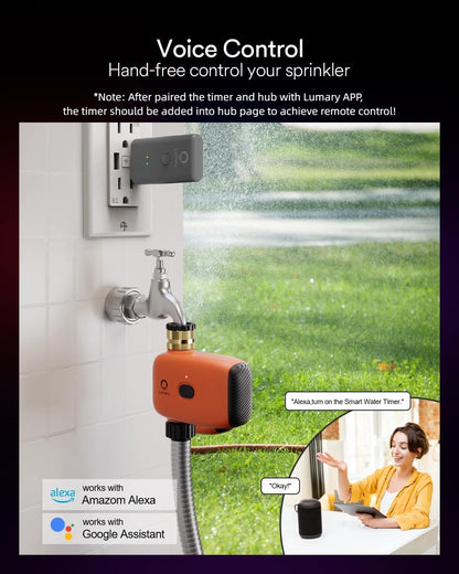 WiFi Water Timer for Garden Hose, Battery Sprinkler Timer for Watering Brass Inlet Outdoor, Rain Delay/Remote/Manual/Automatic Drip Irrigation System Programmable Faucet, Compatible with Alexa
