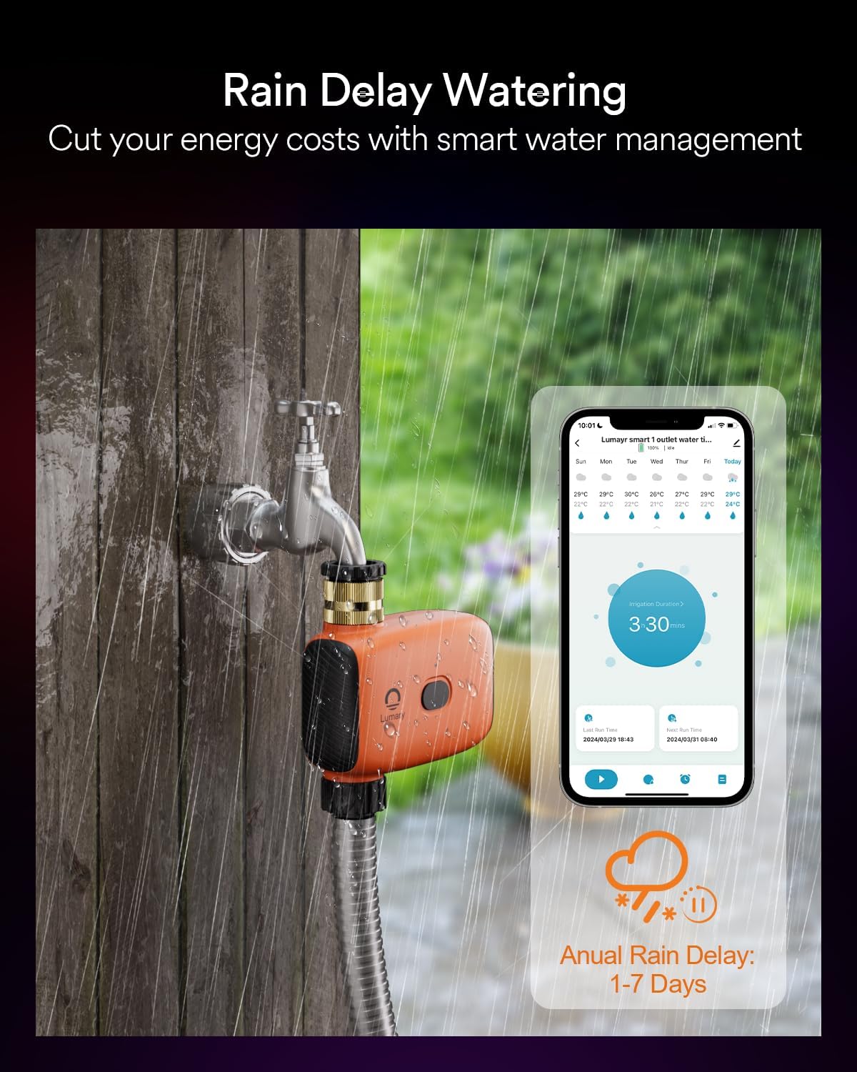 WiFi Water Timer for Garden Hose, Battery Sprinkler Timer for Watering Brass Inlet Outdoor, Rain Delay/Remote/Manual/Automatic Drip Irrigation System Programmable Faucet, Compatible with Alexa