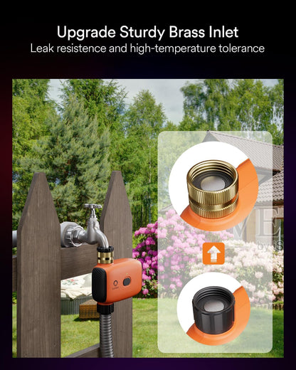 WiFi Water Timer for Garden Hose, Battery Sprinkler Timer for Watering Brass Inlet Outdoor, Rain Delay/Remote/Manual/Automatic Drip Irrigation System Programmable Faucet, Compatible with Alexa