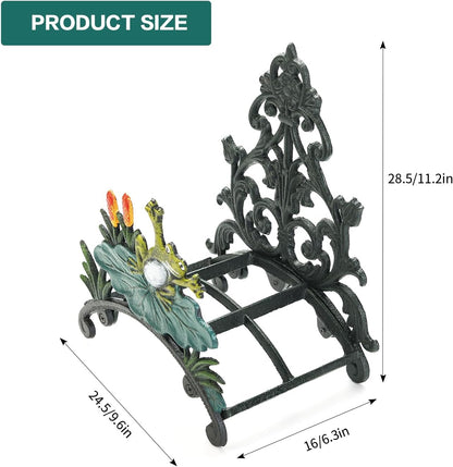 Cast Iron Heavy Duty Garden Hose Holder - Decorative Hand-Painted Sunflower Wall Mounted Water Hose Hanger - Wall Decoration Hanging Hose Rack - Hose Reel Storage Butler - Metal Hose Stand