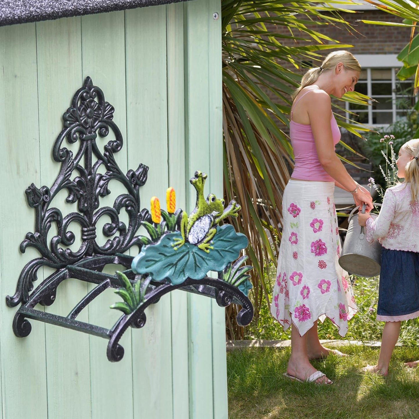 Cast Iron Heavy Duty Garden Hose Holder - Decorative Hand-Painted Sunflower Wall Mounted Water Hose Hanger - Wall Decoration Hanging Hose Rack - Hose Reel Storage Butler - Metal Hose Stand