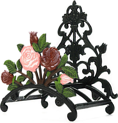 Cast Iron Heavy Duty Garden Hose Holder - Decorative Hand-Painted Sunflower Wall Mounted Water Hose Hanger - Wall Decoration Hanging Hose Rack - Hose Reel Storage Butler - Metal Hose Stand
