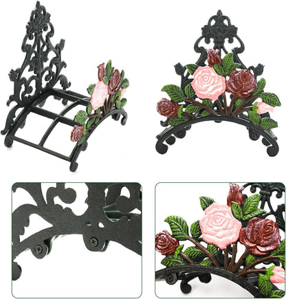 Cast Iron Heavy Duty Garden Hose Holder - Decorative Hand-Painted Sunflower Wall Mounted Water Hose Hanger - Wall Decoration Hanging Hose Rack - Hose Reel Storage Butler - Metal Hose Stand