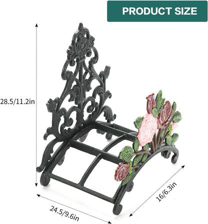 Cast Iron Heavy Duty Garden Hose Holder - Decorative Hand-Painted Sunflower Wall Mounted Water Hose Hanger - Wall Decoration Hanging Hose Rack - Hose Reel Storage Butler - Metal Hose Stand