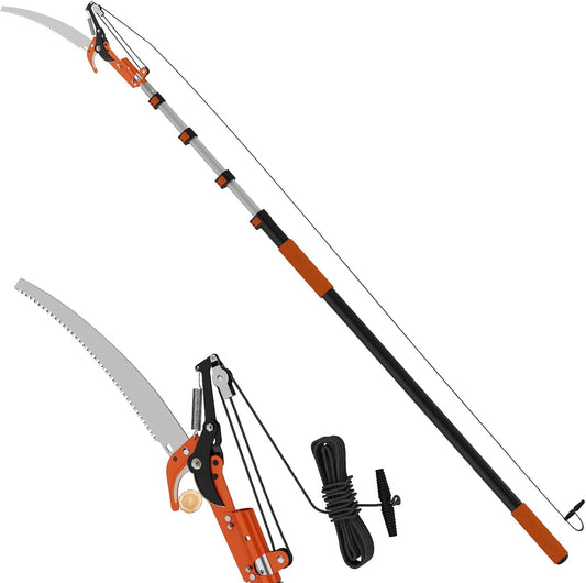 26FT Reach Tree Trimmer, Manual Pole Saw with 5-20FT Extension Pole, Tree Pruner Extendable for High Tree Branch Trimming Pruning Cutting