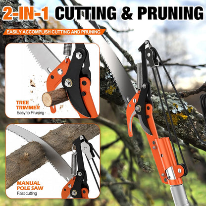 26FT Reach Tree Trimmer, Manual Pole Saw with 5-20FT Extension Pole, Tree Pruner Extendable for High Tree Branch Trimming Pruning Cutting