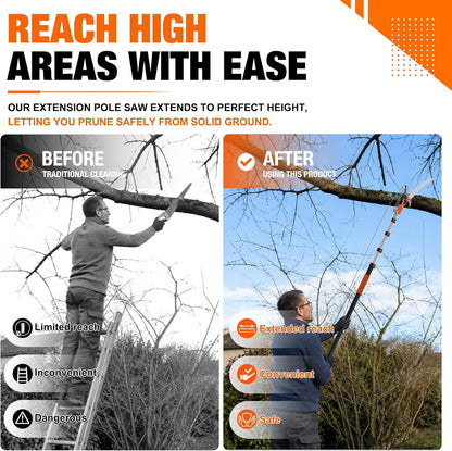 26FT Reach Tree Trimmer, Manual Pole Saw with 5-20FT Extension Pole, Tree Pruner Extendable for High Tree Branch Trimming Pruning Cutting