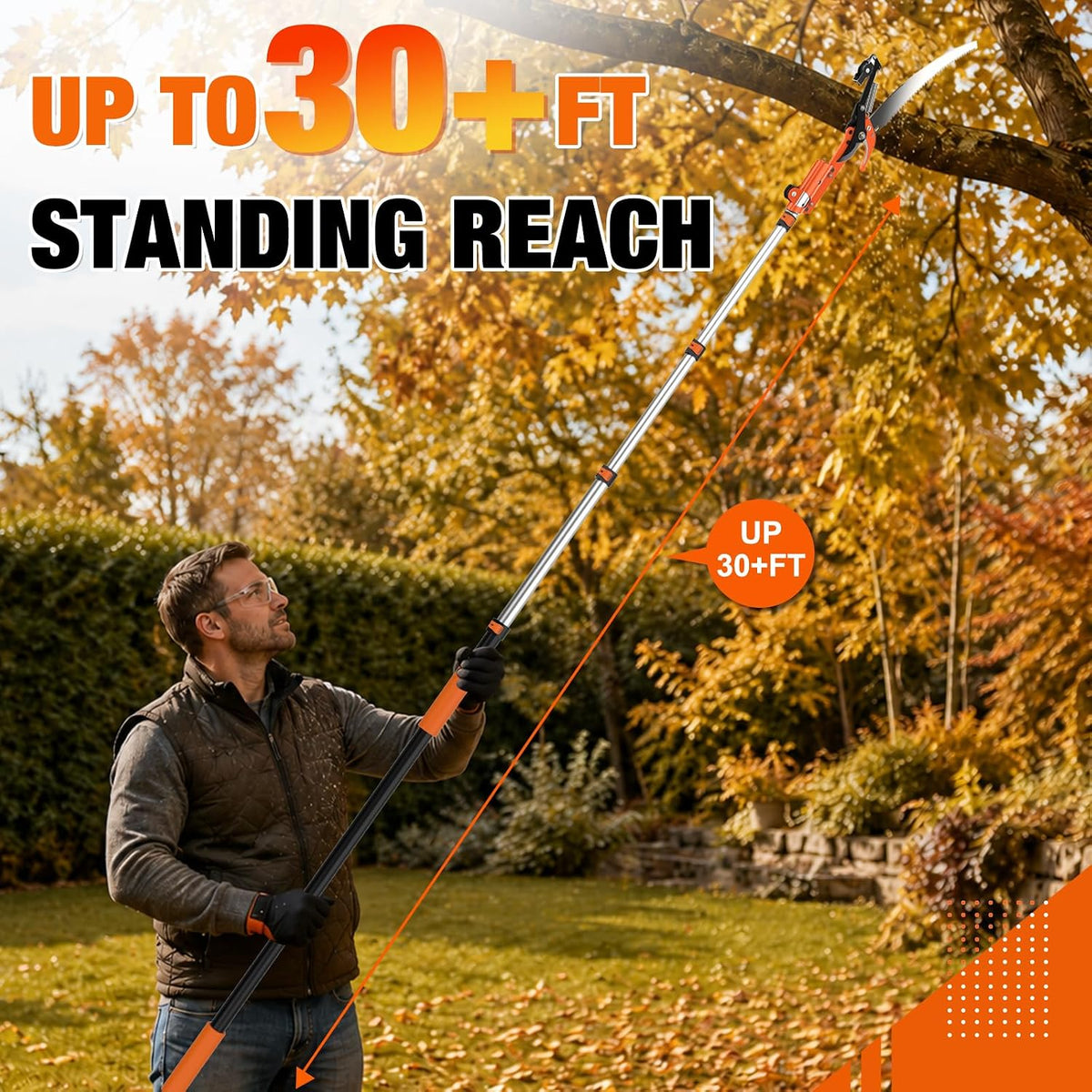 26FT Reach Tree Trimmer, Manual Pole Saw with 5-20FT Extension Pole, Tree Pruner Extendable for High Tree Branch Trimming Pruning Cutting
