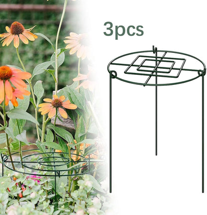 3X Peony Support Cage Stakes Climbing Trellis Plant Support Rings for Tall Plants Hydrangea Lupin Flopping Flowers Rudbeckia, 30x60cm