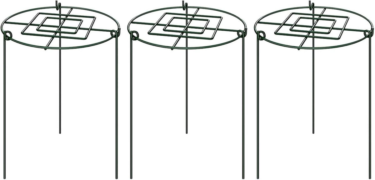 3X Peony Support Cage Stakes Climbing Trellis Plant Support Rings for Tall Plants Hydrangea Lupin Flopping Flowers Rudbeckia, 30x60cm