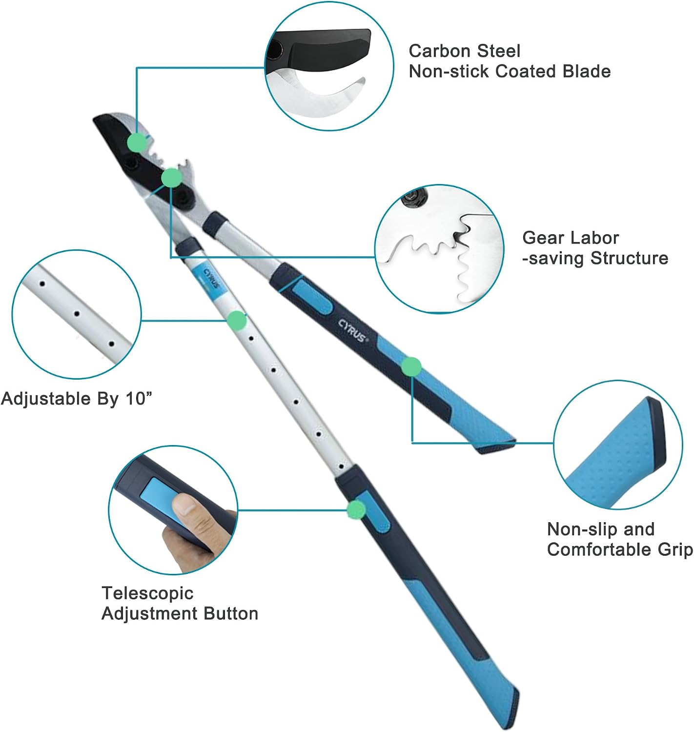 Extendable Tree Loppers 28-41 Inch For 2 Inch Thick Branch Trimming
