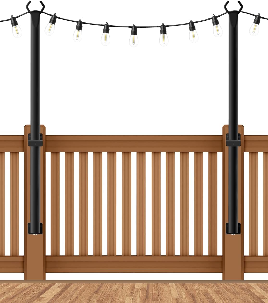 6 Pack String Light Poles, Outdoor String Light Pole 10 ft Forked Metal Light Pole with Adjustable Outdoor Light Stand, Deck, Backyard, Garden, Wedding, Rustproof and Sturdy with Hooks.