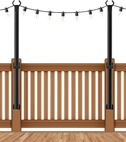 6 Pack String Light Poles, Outdoor String Light Pole 10 ft Forked Metal Light Pole with Adjustable Outdoor Light Stand, Deck, Backyard, Garden, Wedding, Rustproof and Sturdy with Hooks.