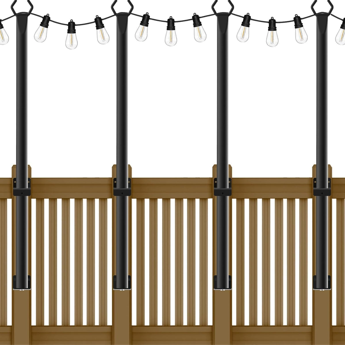6 Pack String Light Poles, Outdoor String Light Pole 10 ft Forked Metal Light Pole with Adjustable Outdoor Light Stand, Deck, Backyard, Garden, Wedding, Rustproof and Sturdy with Hooks.