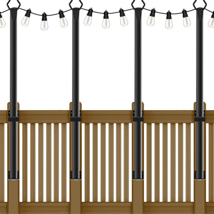 6 Pack String Light Poles, Outdoor String Light Pole 10 ft Forked Metal Light Pole with Adjustable Outdoor Light Stand, Deck, Backyard, Garden, Wedding, Rustproof and Sturdy with Hooks.
