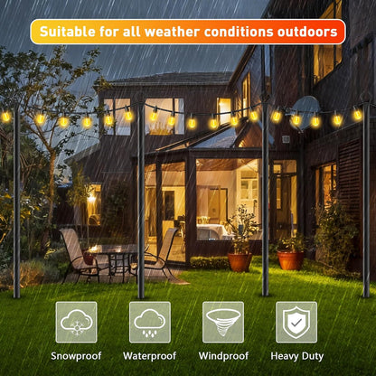6 Pack String Light Poles, Outdoor String Light Pole 10 ft Forked Metal Light Pole with Adjustable Outdoor Light Stand, Deck, Backyard, Garden, Wedding, Rustproof and Sturdy with Hooks.