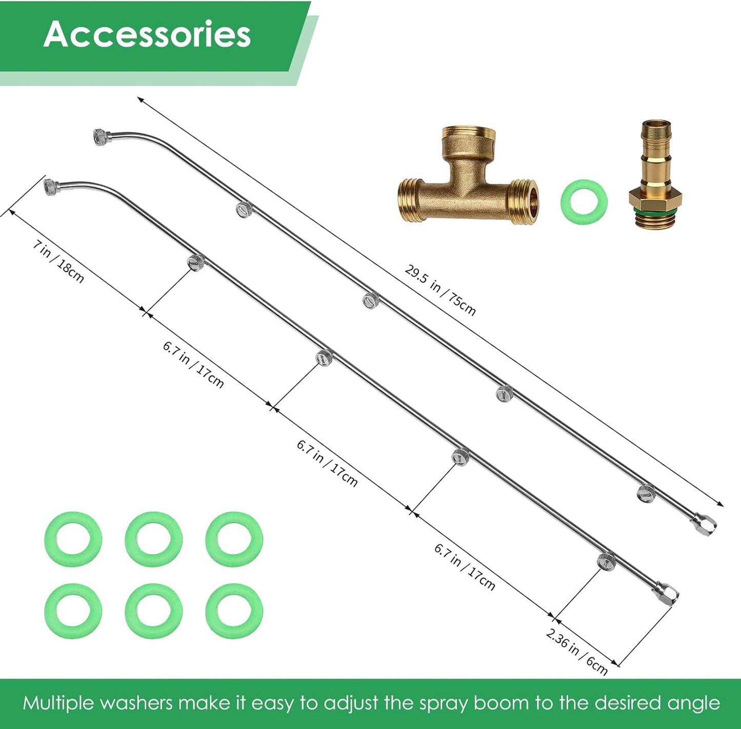 10 Nozzles Metal Sprayer Boom Wand with 3/8 Inch Brass Barb, Spray Wand, Up To 55.1 Inches Long, Suitable For Watering Large Areas In Gardens, Farms