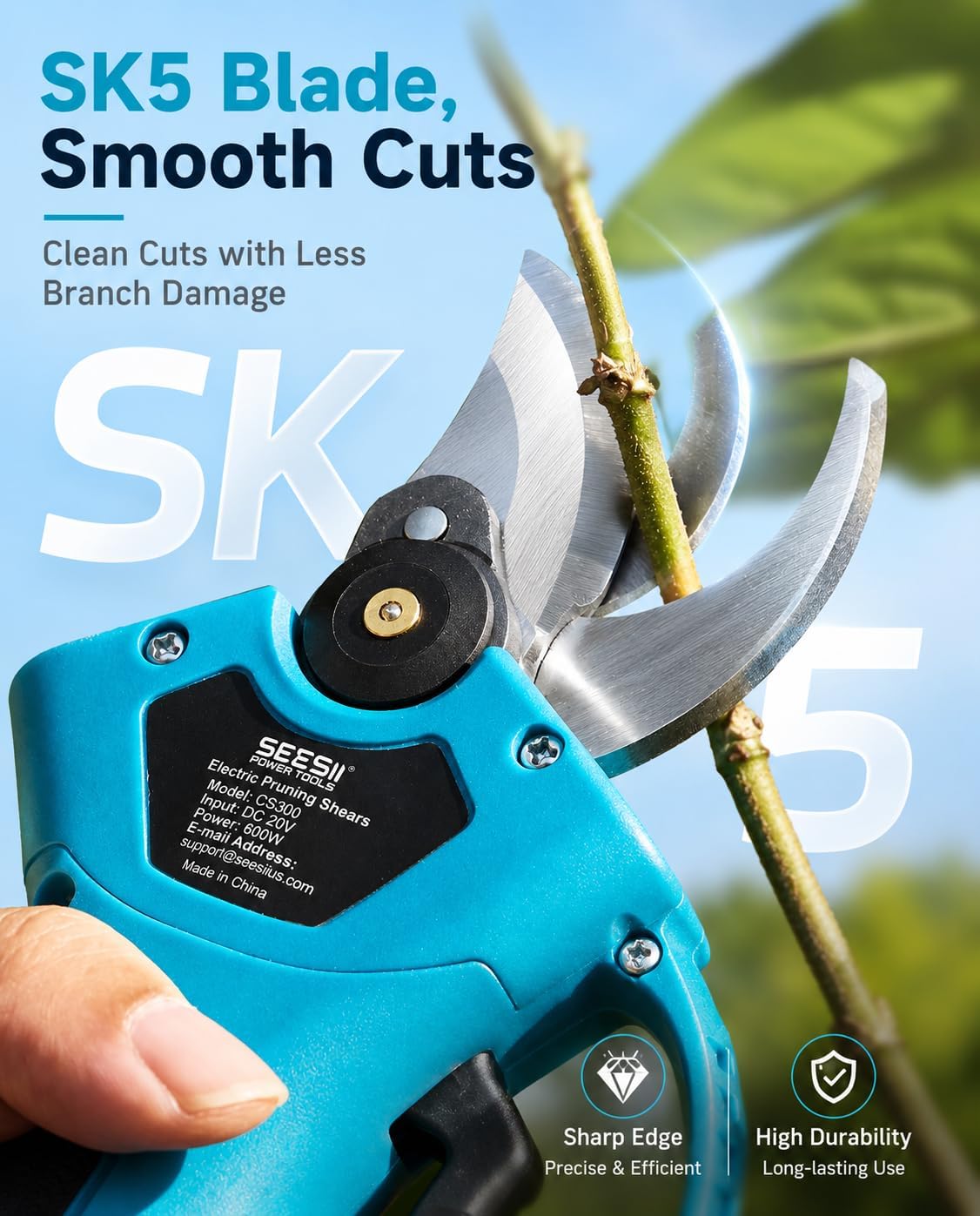 Electric Pruning Shears, 1.4" Cutting Cordless Pruner for Gardening