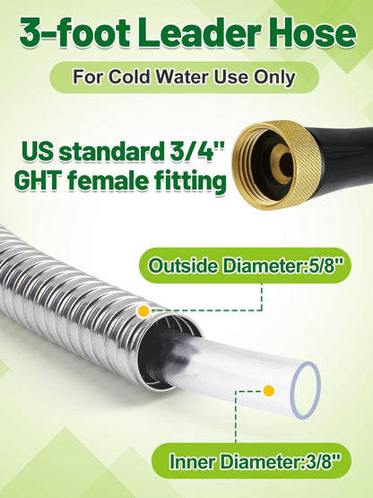 3ft Female to Female Short Garden Hose with Brass Fittings