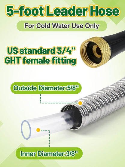 3ft Female to Female Short Garden Hose with Brass Fittings