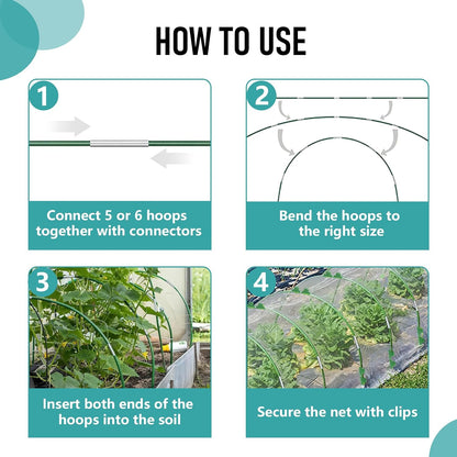 Garden Hoops for Raised Beds 36Pcs, 6 Sets of 8FT Long Greenhouse Hoops Grow Tunnel Rust-Free Fiberglass Support Hoops Frame for Garden Netting Fabric Shade Cloth Row Cover (36 PCS)