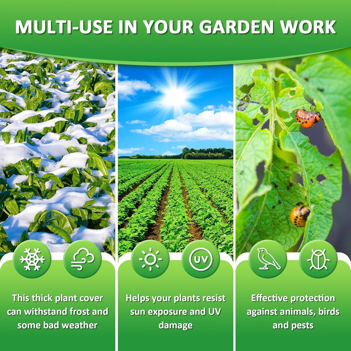 12 Pack Plant Covers Freeze Protection, 32x47'' Winter Frosts Cloth for Outdoor Plants, Reusable Frost Blankets Drawstring Bags for Cold Freeze Sun Protection Bird Insect Prevention,White