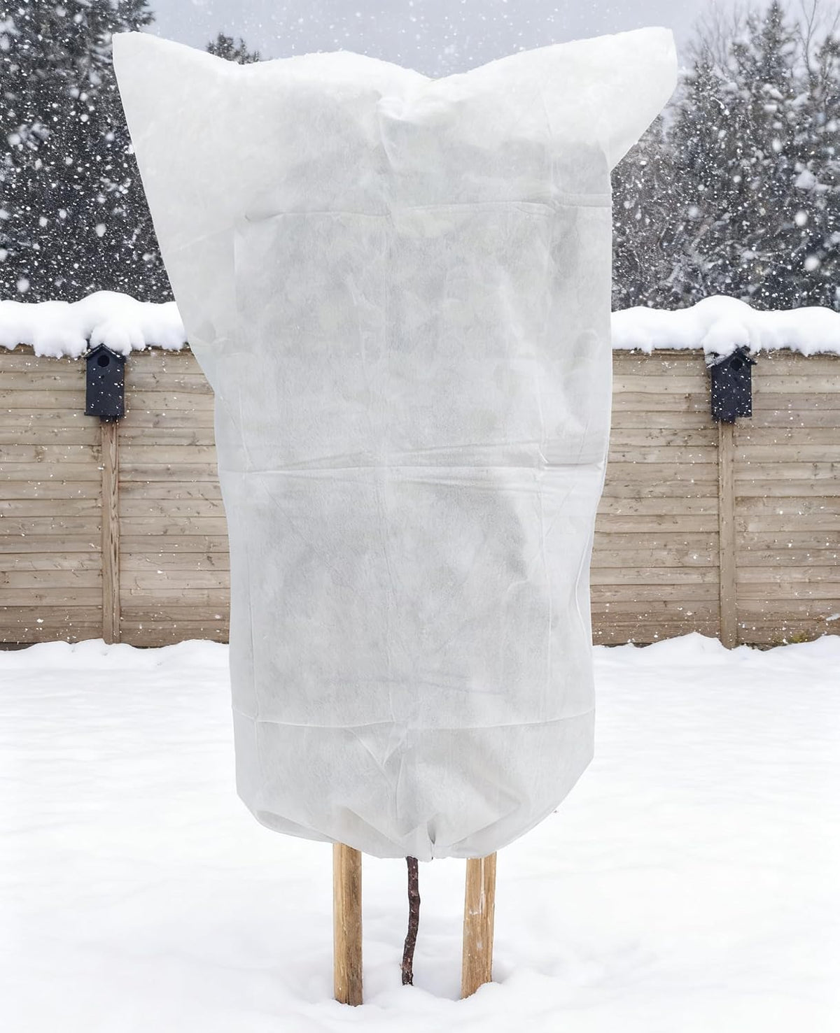 12 Pack Plant Covers Freeze Protection, 32x47'' Winter Frosts Cloth for Outdoor Plants, Reusable Frost Blankets Drawstring Bags for Cold Freeze Sun Protection Bird Insect Prevention,White